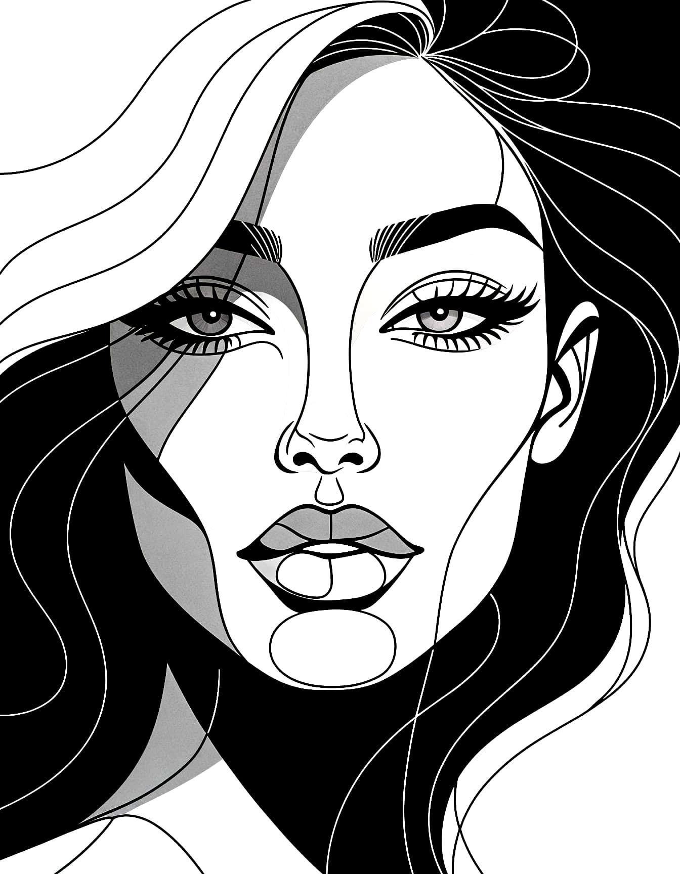 Minimalist Line Art: Elegant Female Face Portrait