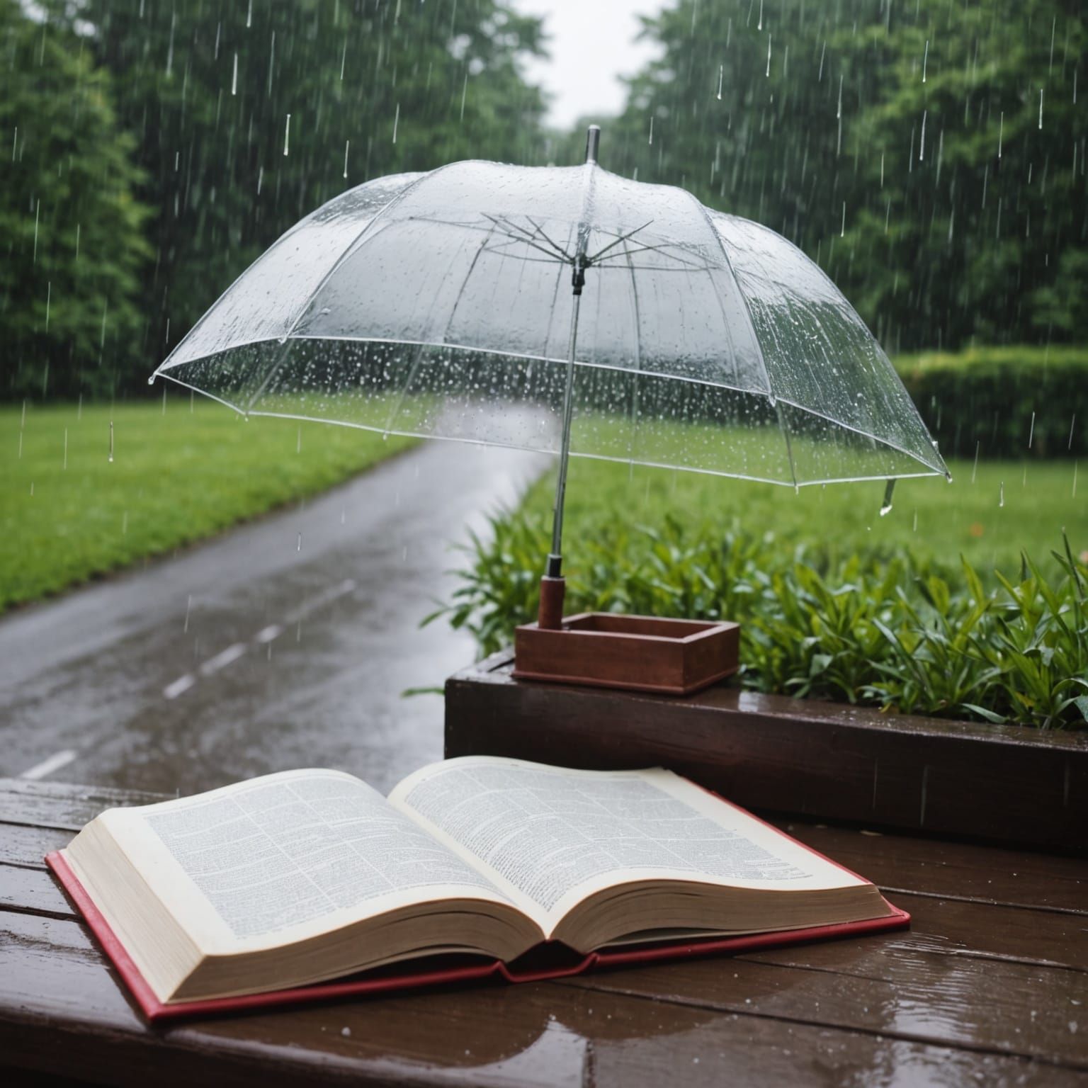Rainy Day Reading with Clear Umbrella