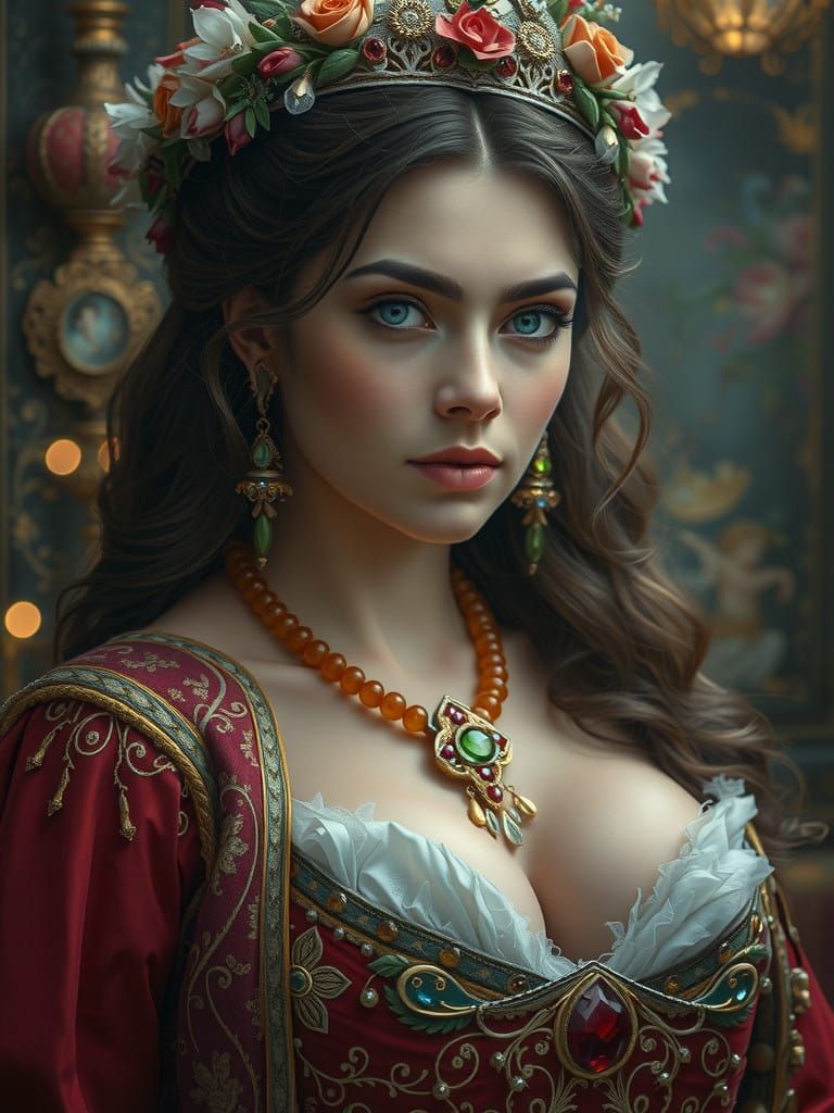 Ethereal Queen Esther in Persian Royal Attire