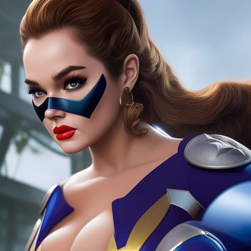 1960s Batgirl Pinup Portrait in Digital Art Style