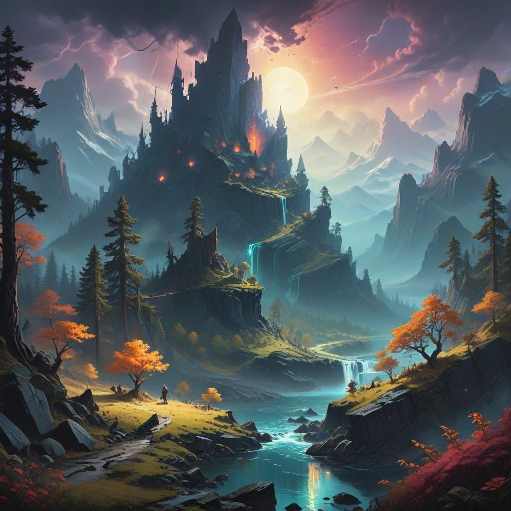 Epic Dungeons and Dragons Fantasy Realm in Vibrant Digital P...