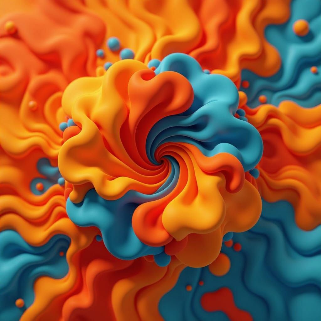 Viscous Fluid Blob Simulation in 3D Render