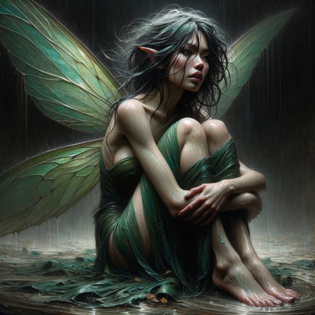 Mysterious Faerie in Melancholy Repose