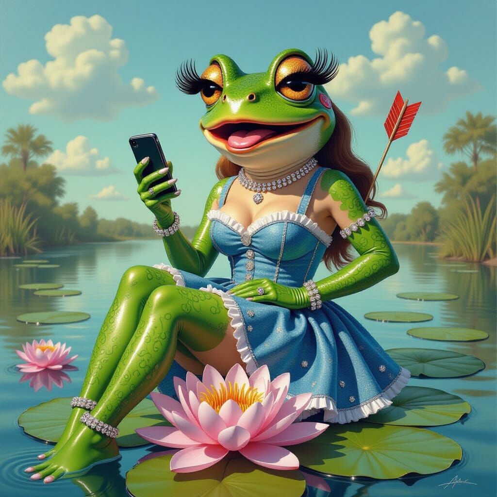 Grotesque Fashionable Frog in Surrealist Style