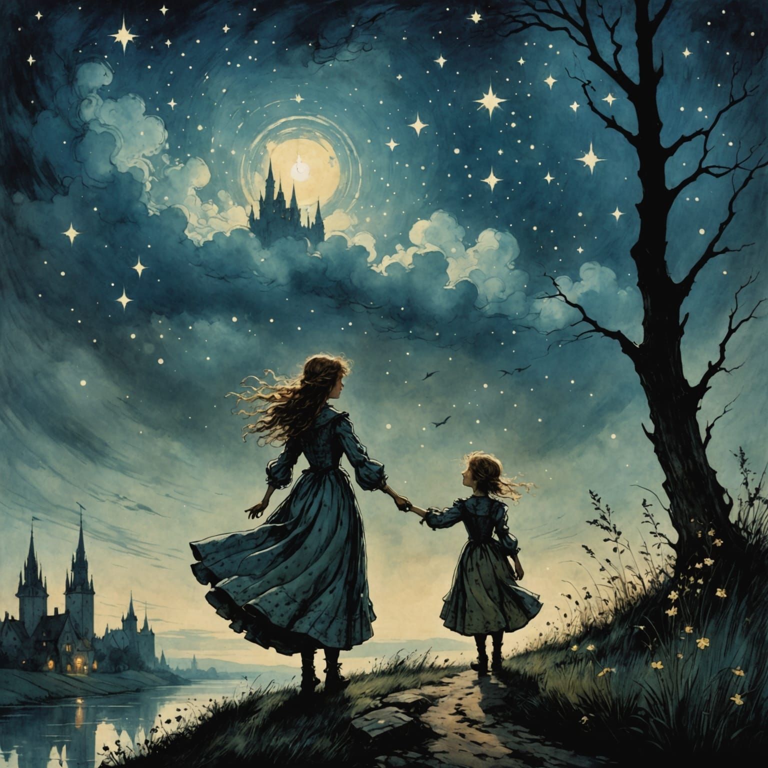 Enchanted Cloudscape with Whimsical Castle