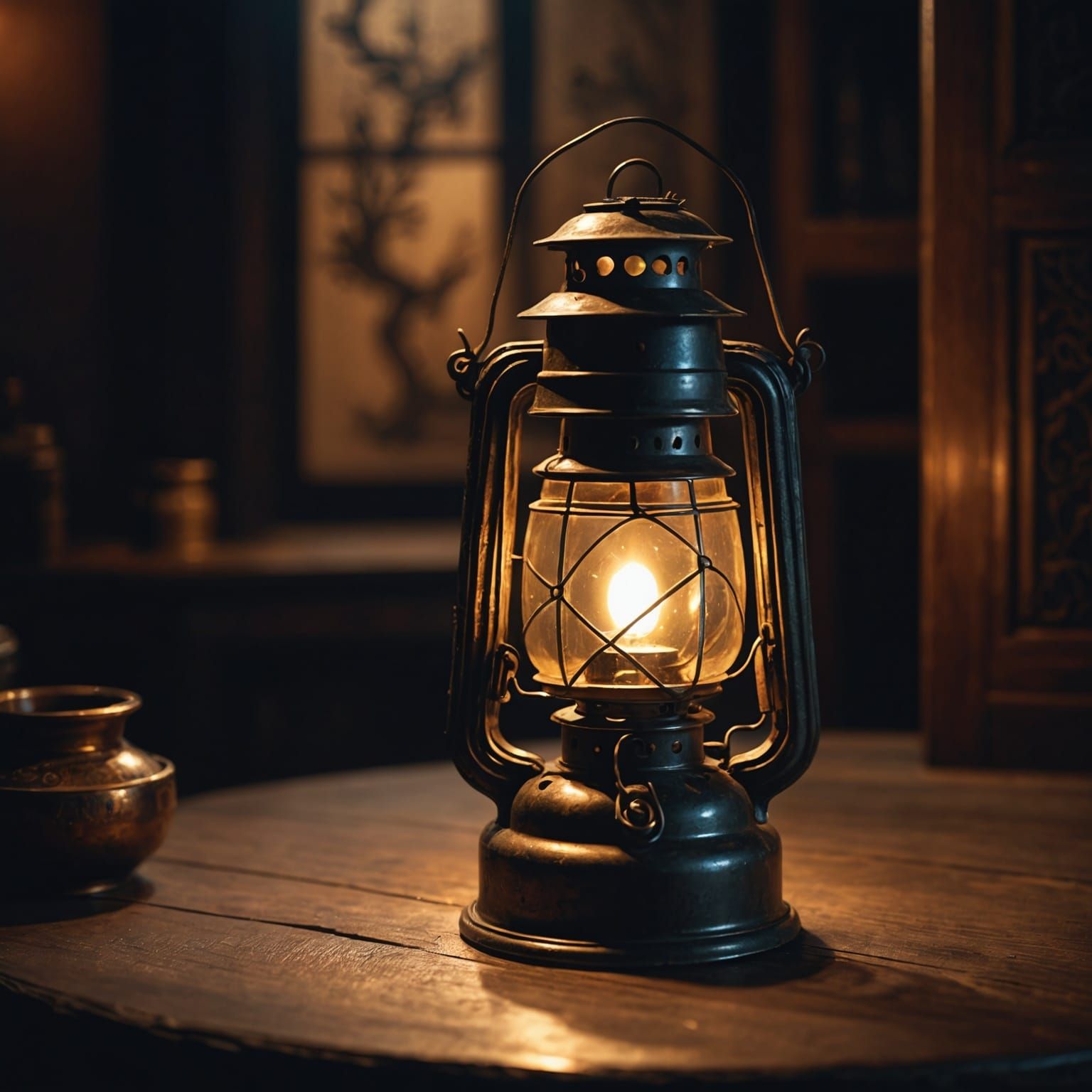 Anime Oil Lantern with Warm Light Aura