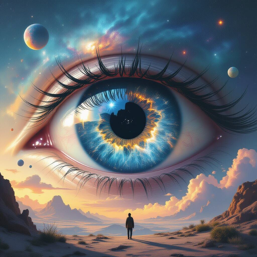 Galactic Eye Reflecting a Universe of Stars