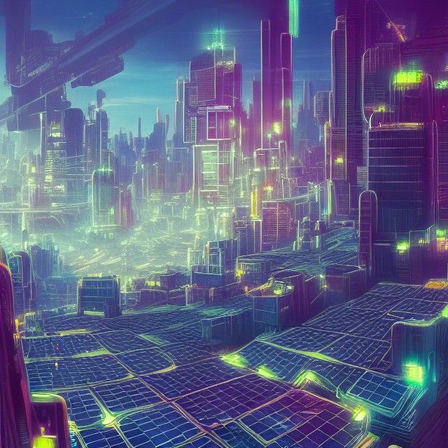 Utopian Solar Punk Cityscape in Bright Daylight