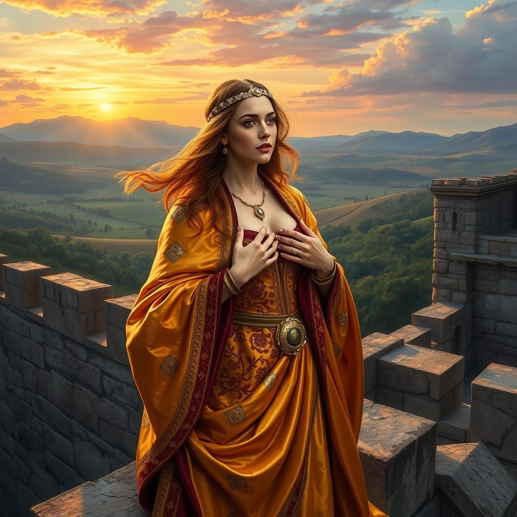 Medieval Italian Noblewoman Delivers Oration from Fortress B...