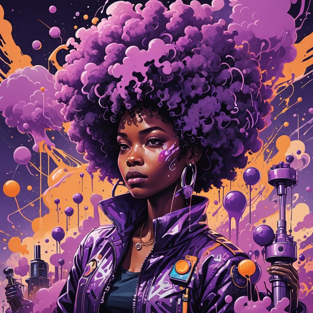 Afrofuturistic Infographic Illustration in Pastel Purple