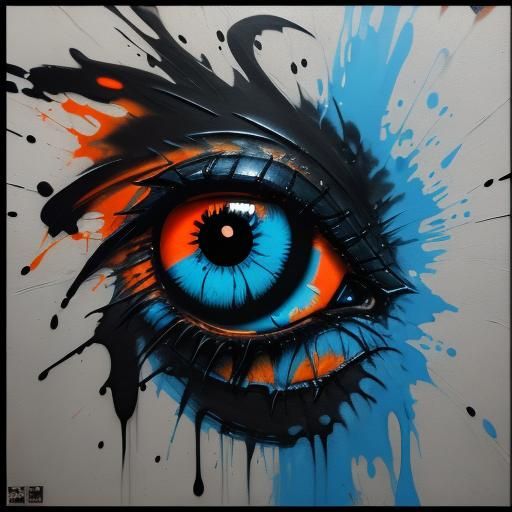 Graffiti Dragon with Blue Eyes on Dark Background