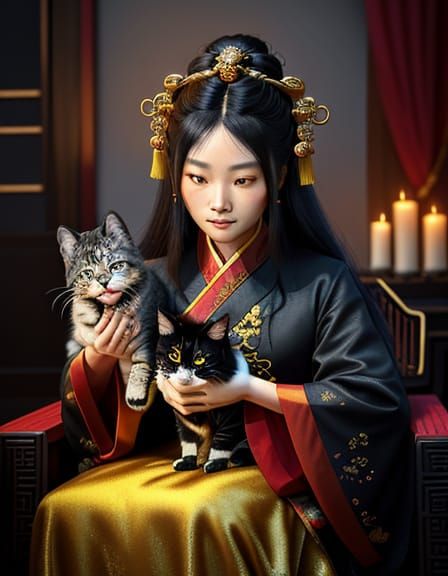 Chinese Goddess with Floofy Hair in Hanfu