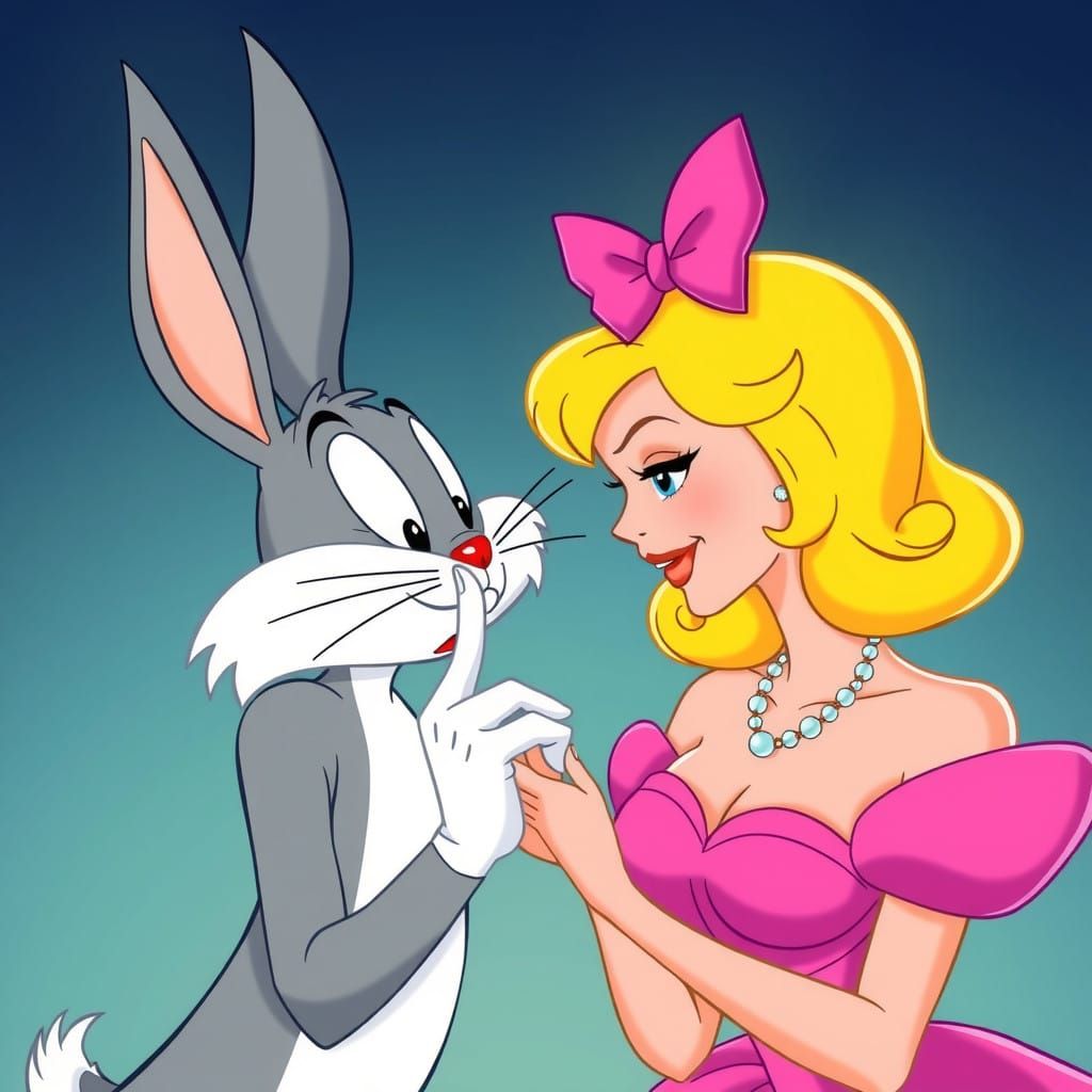 Bugs Bunny Kisses a Stunning Lady in a Touching Scene
