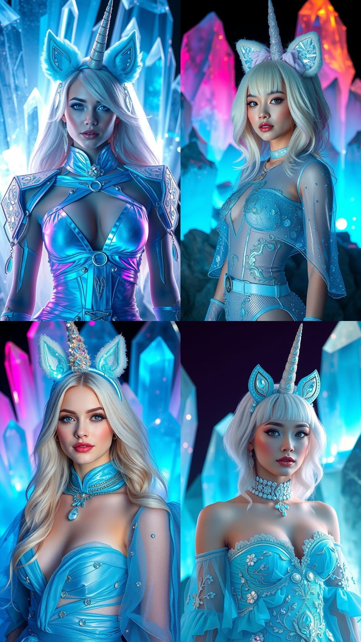 Surreal Woman with Unicorn Headband in Crystal Setting