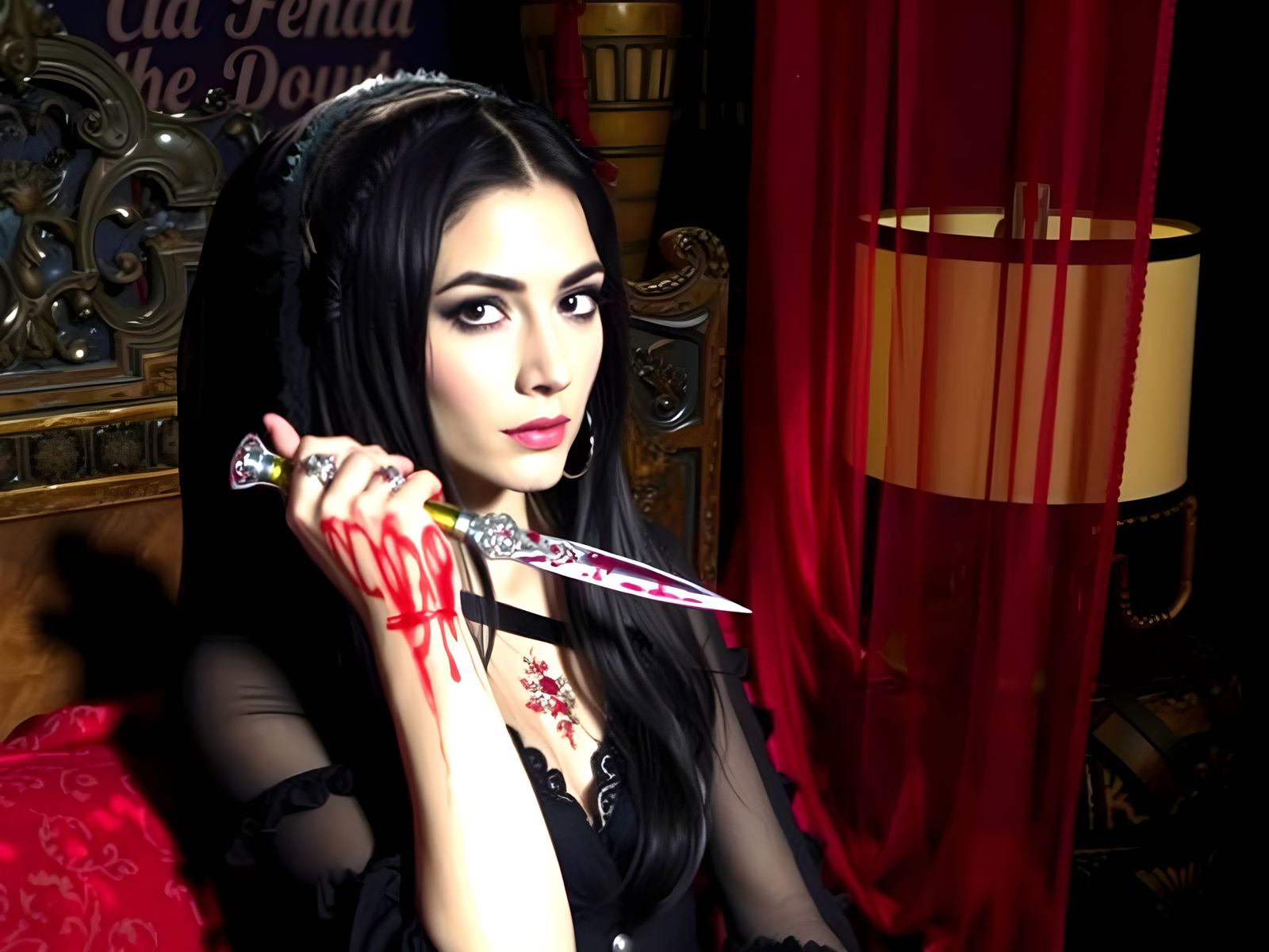 Vampiress in Midnight Elegance