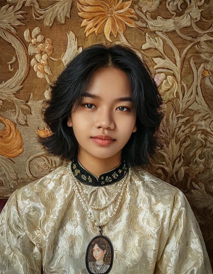 Renaissance Portrait of a Girl with Pearl Necklace