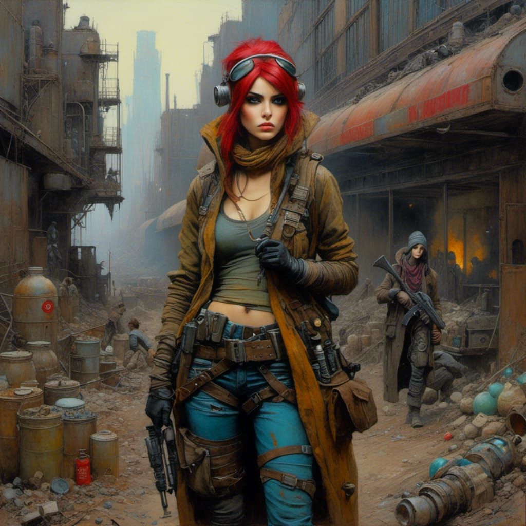 Post-Apocalyptic Vagrant Scavenging Laboratory in Oil Pastel...