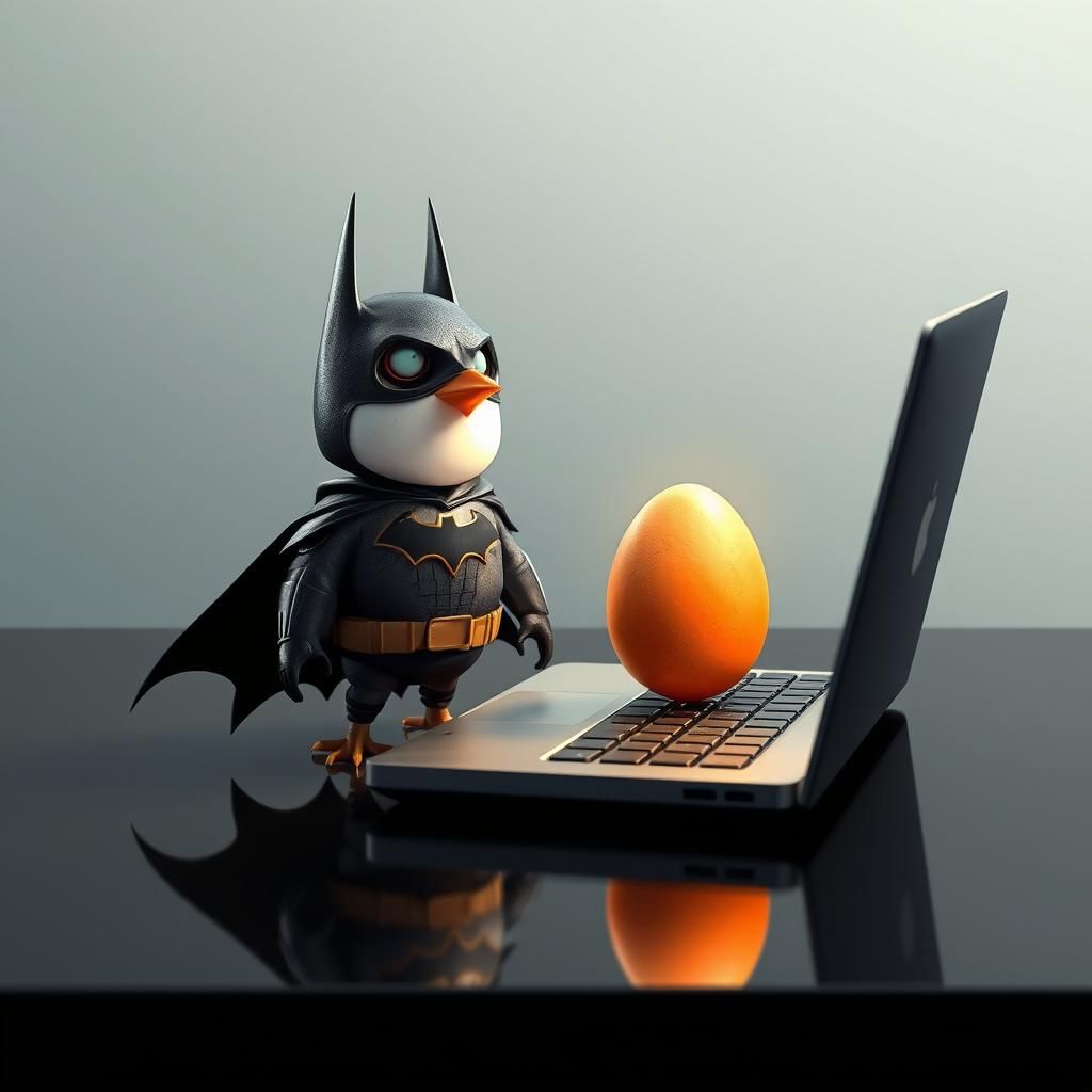 Batman Egg's Shock: Anime-Inspired Digital Art