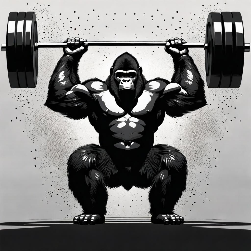 Gorilla as weightlifter