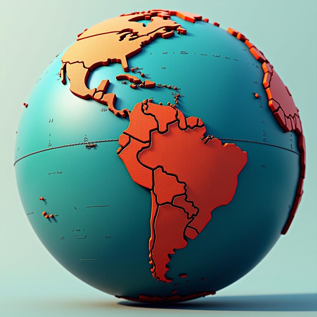 3D Globe Featuring Peru in Syd Mead Style