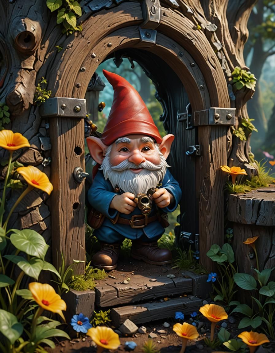 Gnome Peeking Through Mouse Hole: Fantasy Concept Art