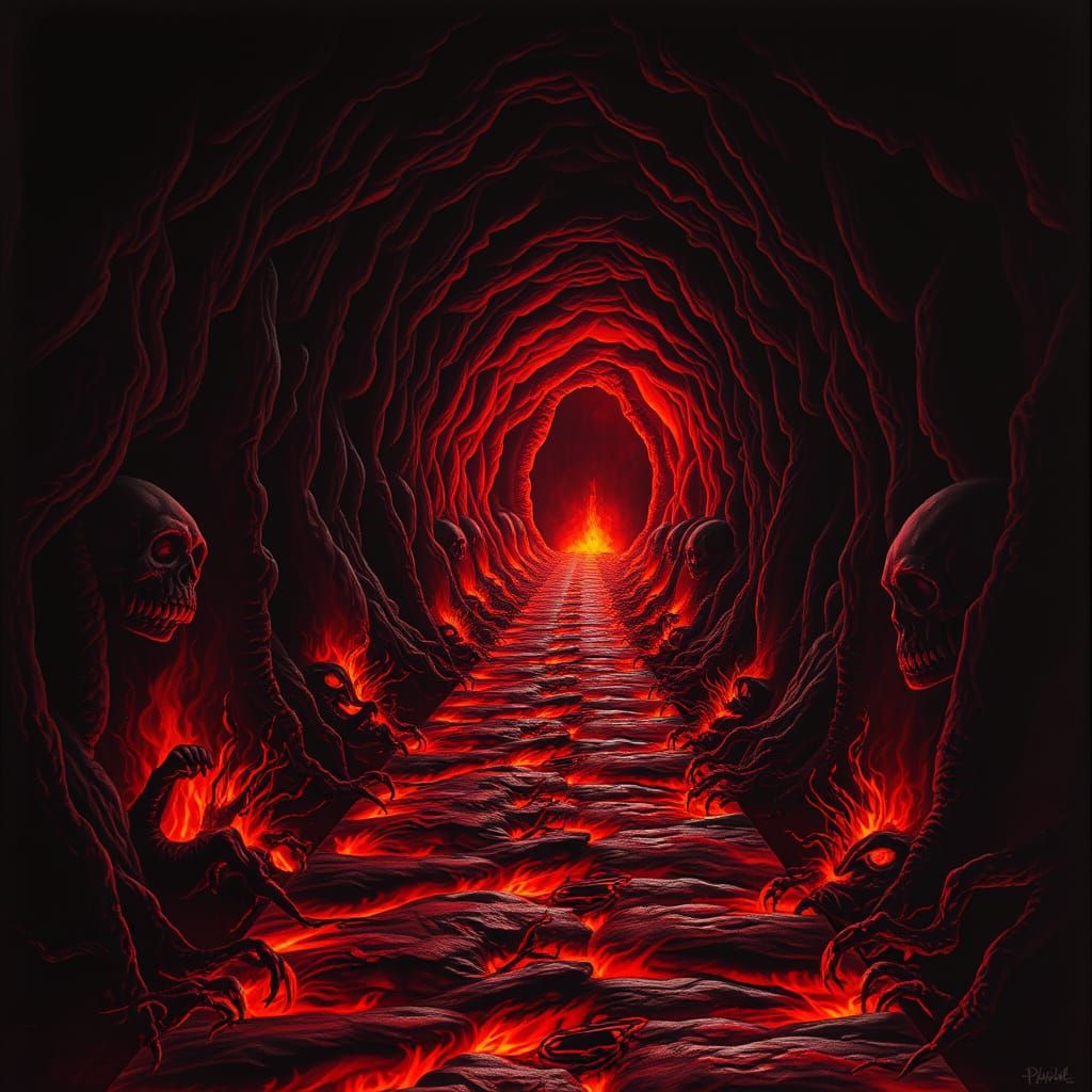 Fiery Pathway into Darkness: Gothic Surrealist Mindscape