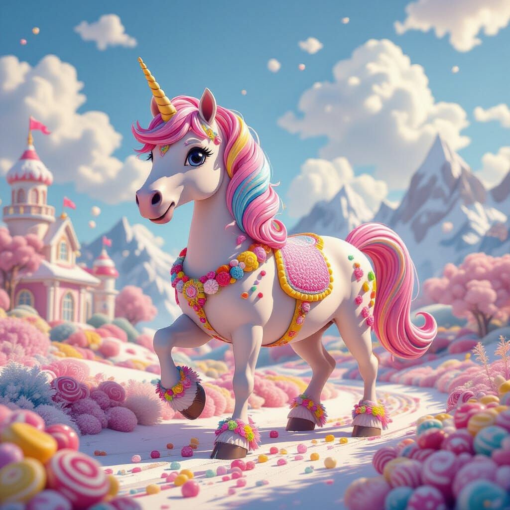 Whimsical Candy Horse in Candyland Style