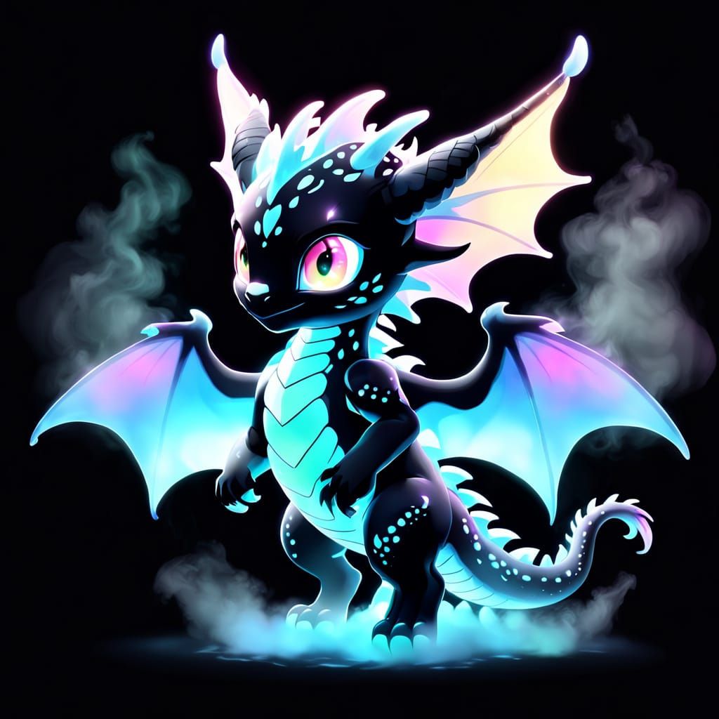 Ethereal Baby Dragon in Astral Cosmic Illustration