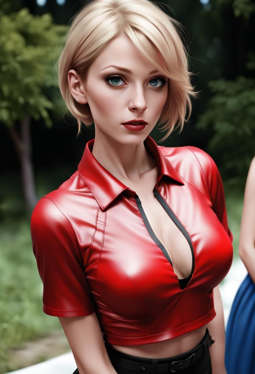 Detailed Matte Painting of a Red and Black Top