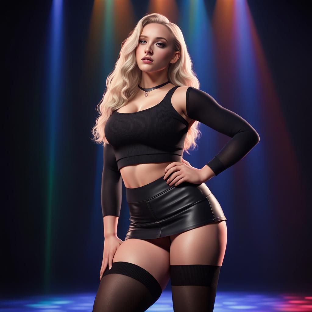 Blonde Singer on Stage in Photorealistic 3D Render