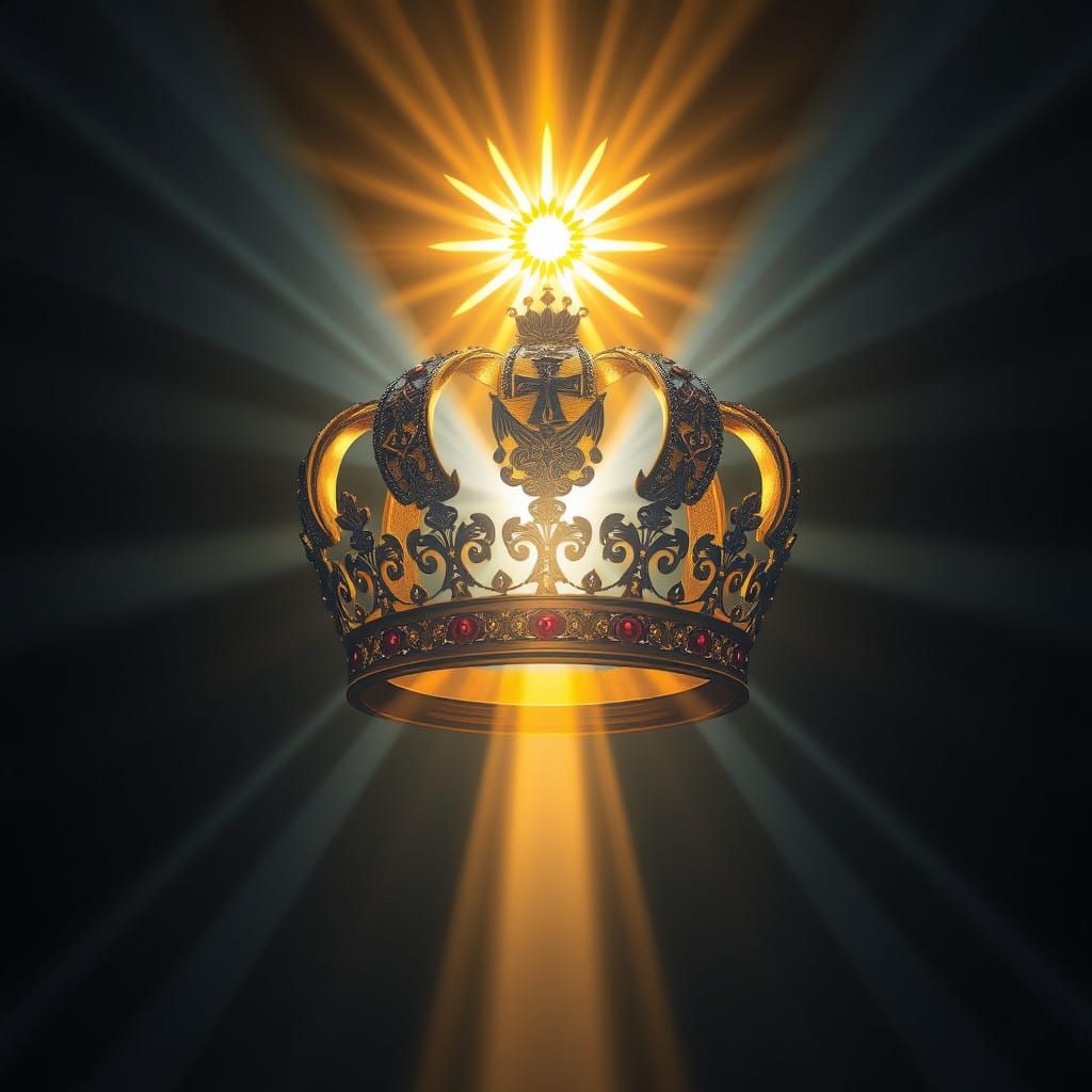 Radiant Golden Crown Illuminates the Dark