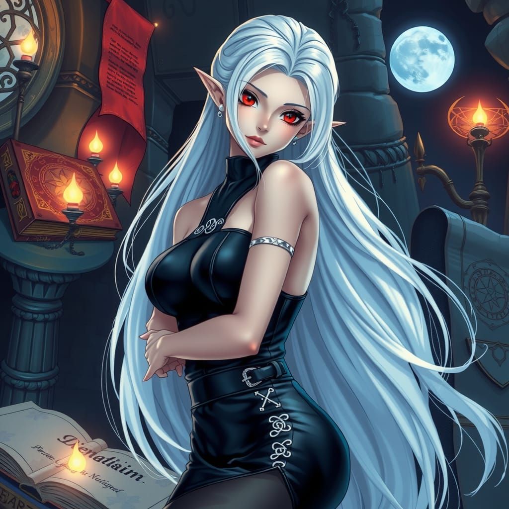 Anime Astral Elf in Leather Dress, D&D Setting