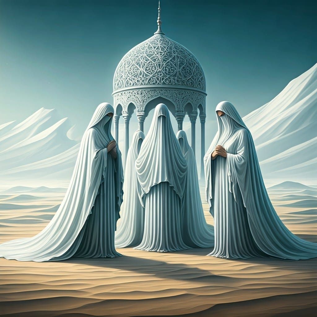 Ethereal Sand Goddesses Rise in Acrylic Digital Art