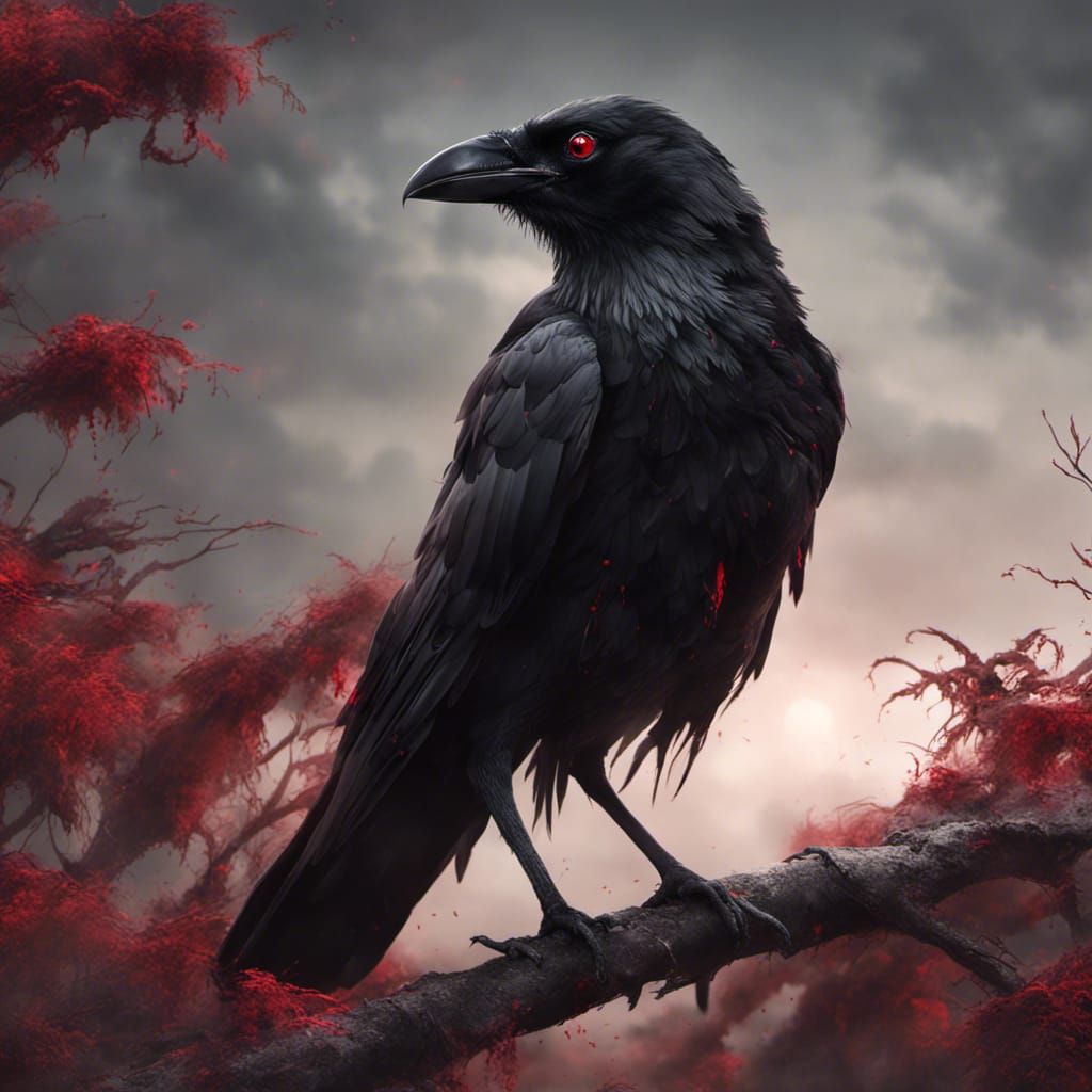 Crow with Ruby Eyes: Digital Matte Painting