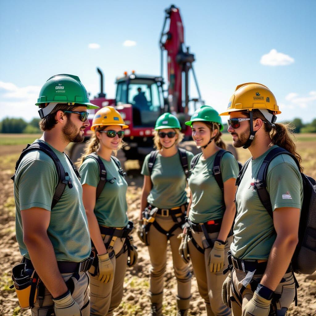 Italian Geologists Surveying in Sun-Baked Field