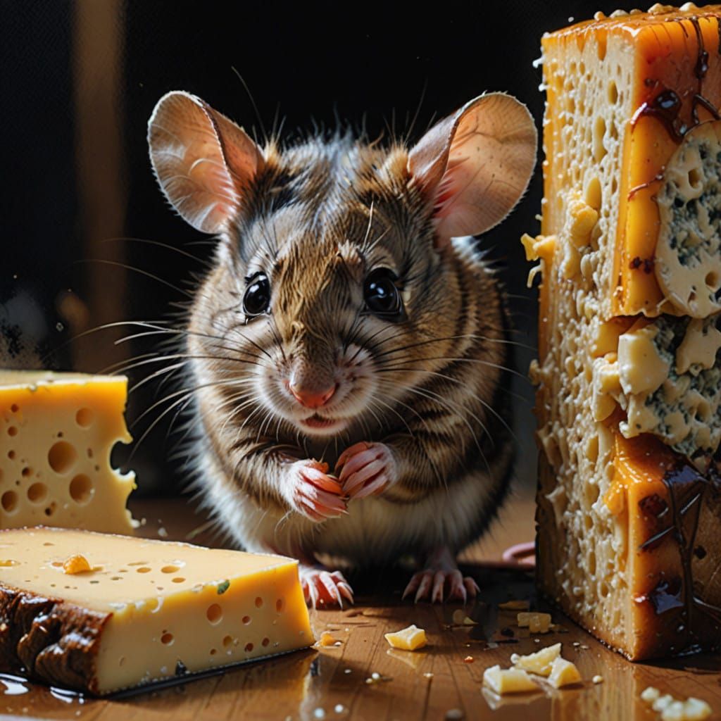 Whimsical Camera Moment with Shy Mouse in 3D Color Ink Drawi...