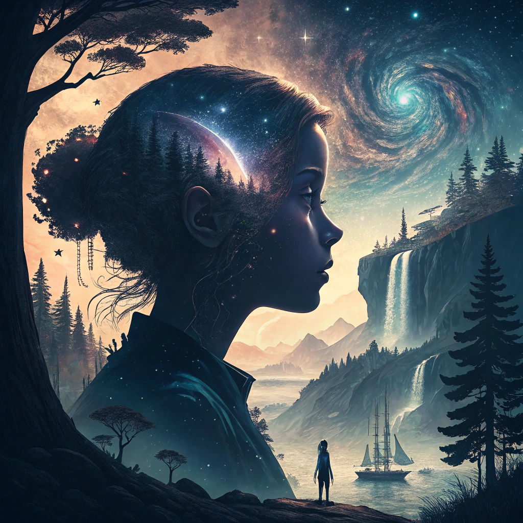 Cosmic Silhouette: Surreal Galaxy Meets Earthly Realm