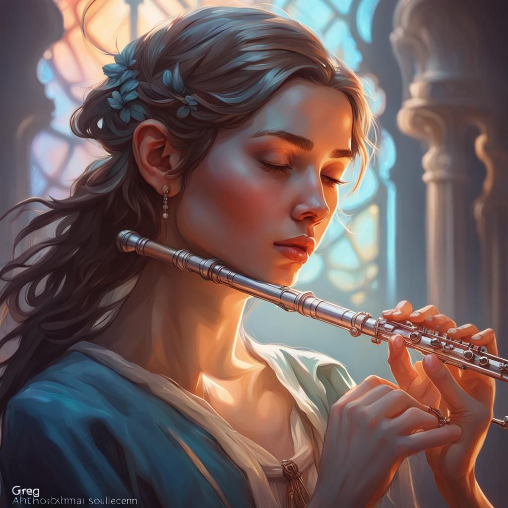 Passionate Flute Player: Hyperdetailed Portrait in Unreal En...