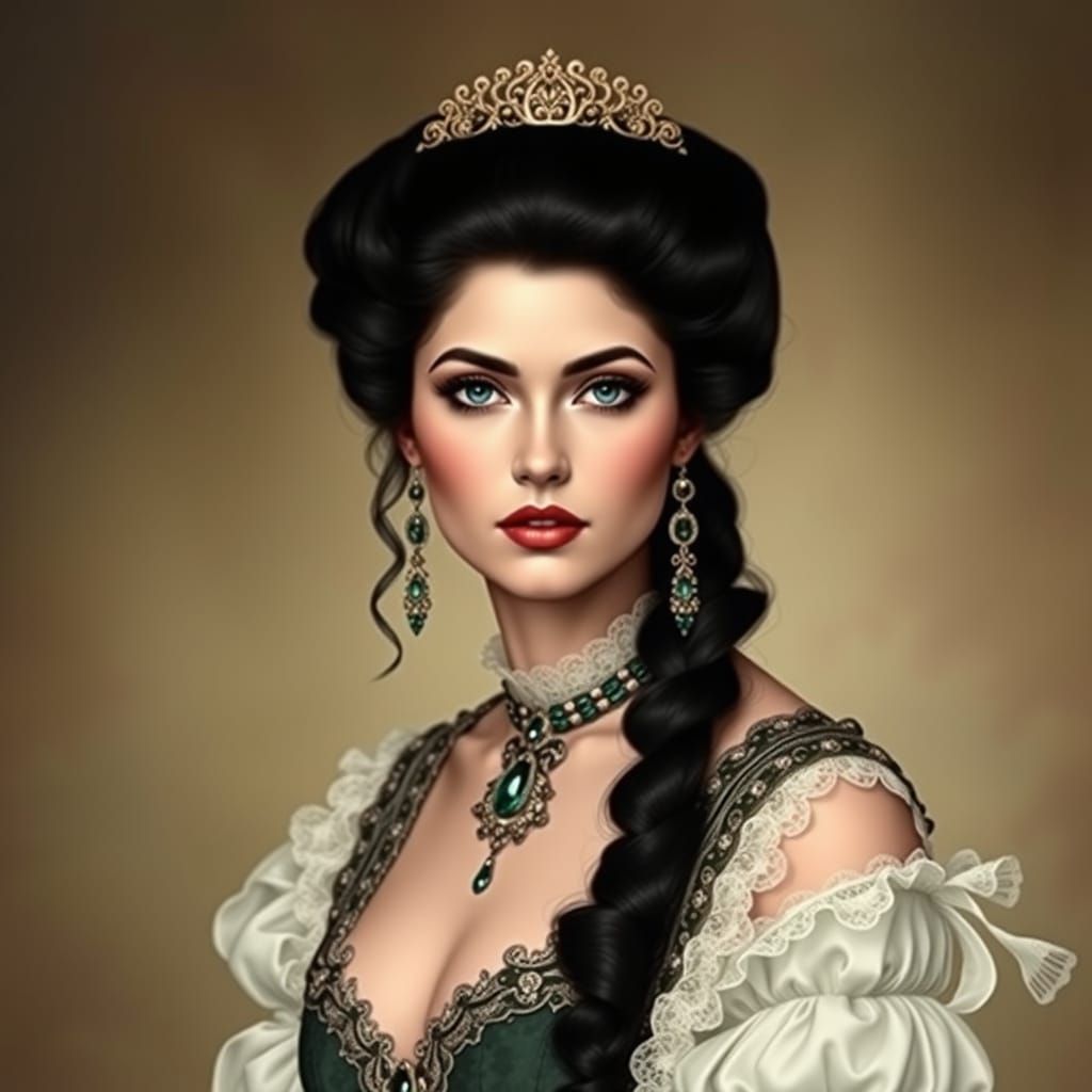 Elegant Victorian Beauty with Emerald Eyes