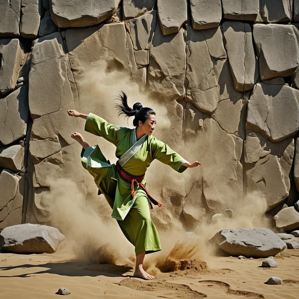 Blind Martial Artist Earth Bender in Anime Style