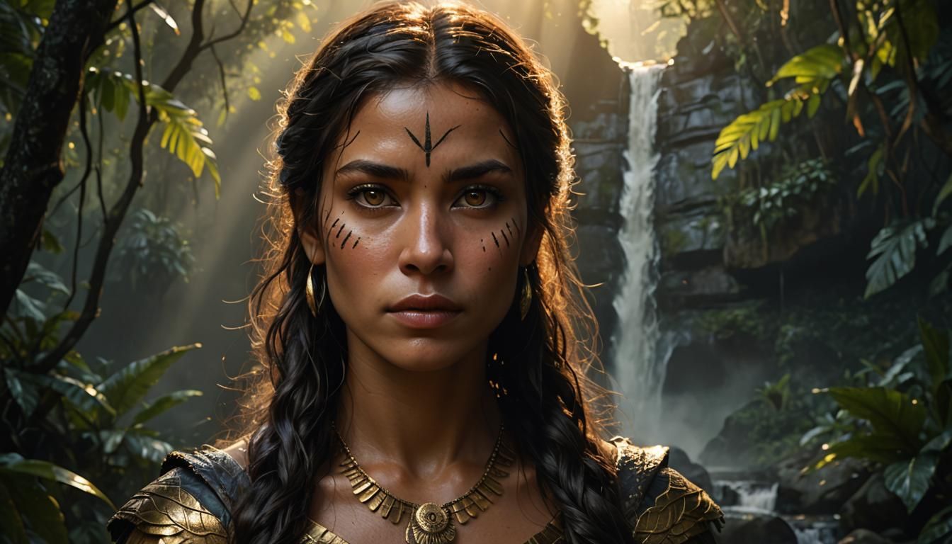 Amazonian Woman: Hyperrealistic Digital Portrait in 8k