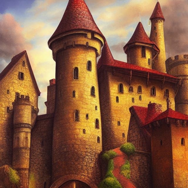 Detailed Medieval Castle in Fantasycore Style