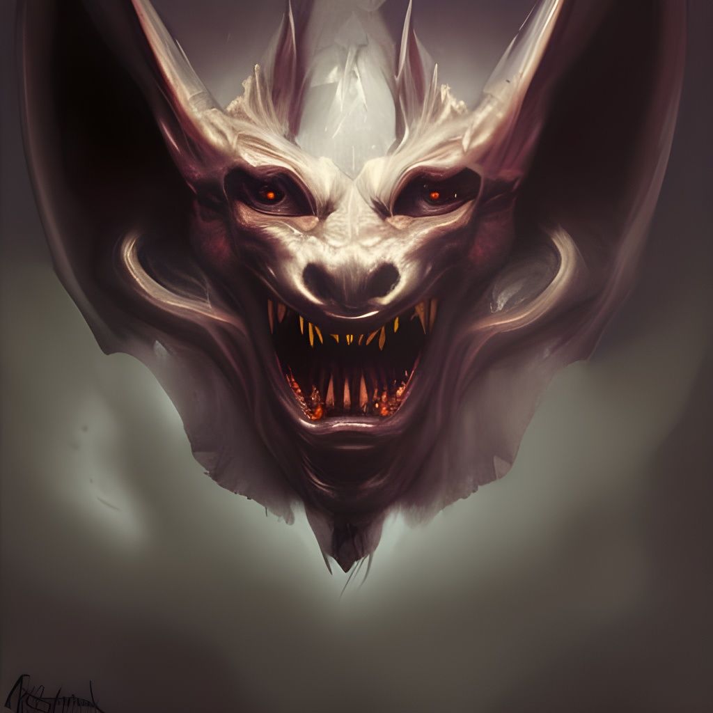 Demonic Vampire Bat Portrait in Hyperdetailed Style