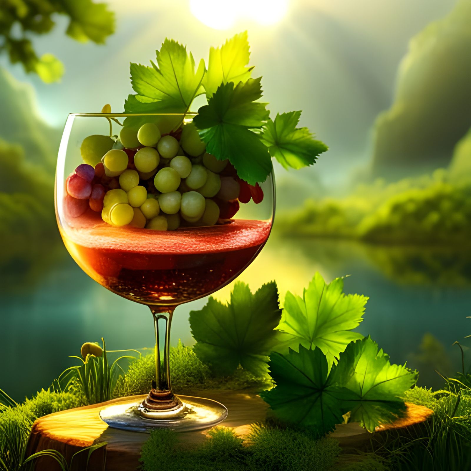 Detailed Wine Glass with Grapes in Unreal Engine