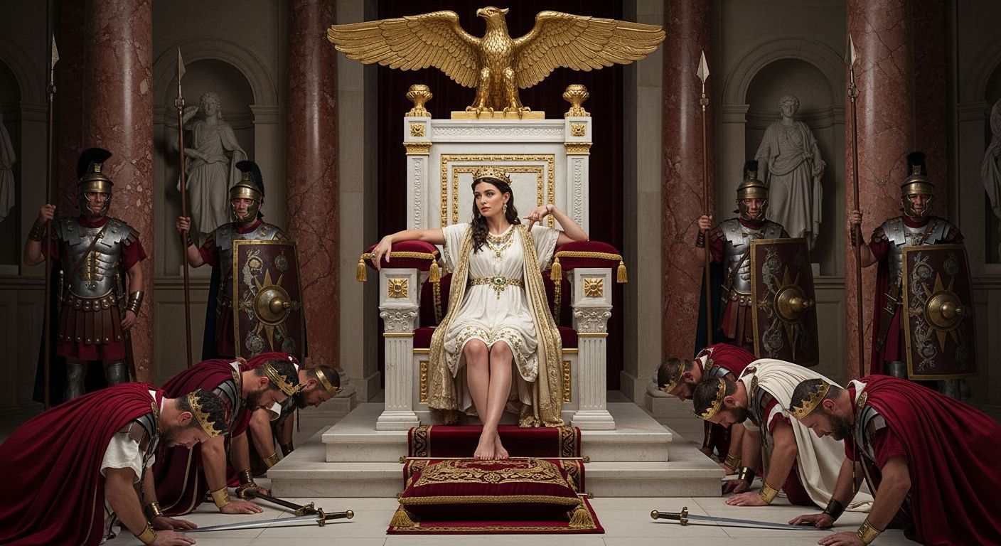 Empress Messalina on her Throne in Lavish Roman Style