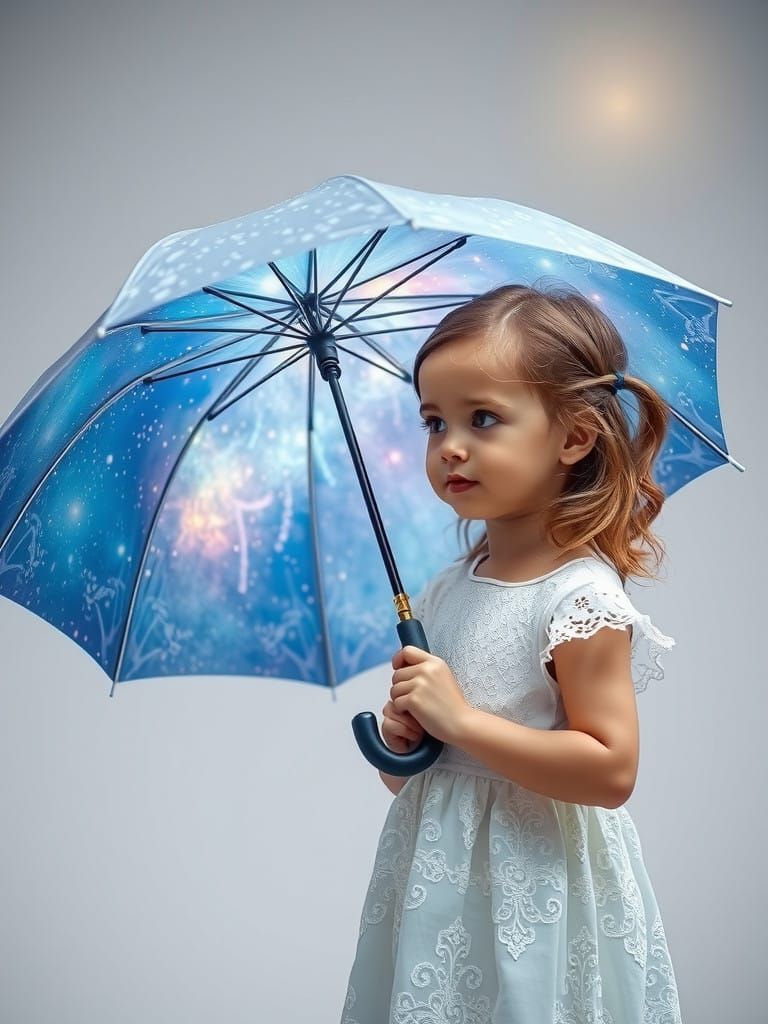 Dreamy Child Under a Celestial Sky