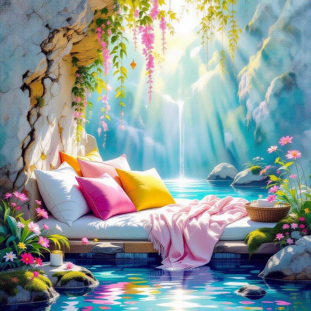 Cozy Zen Nook with Water Feature