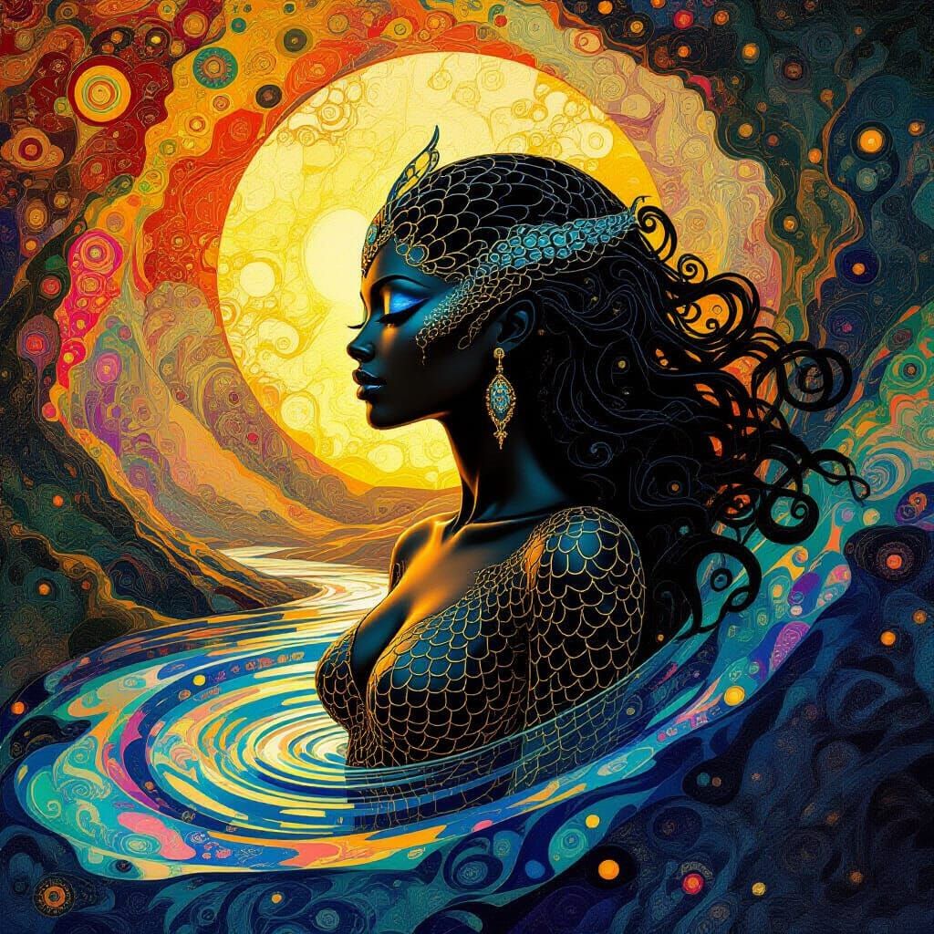 Ebony Goddess Emerges From Alien Landscape