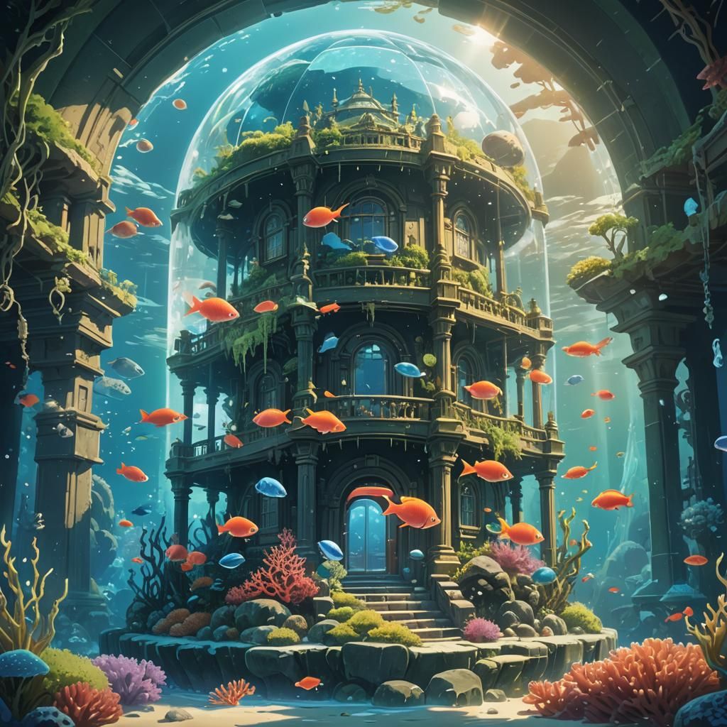 Underwater Palace in Snowglobe: Anime Style