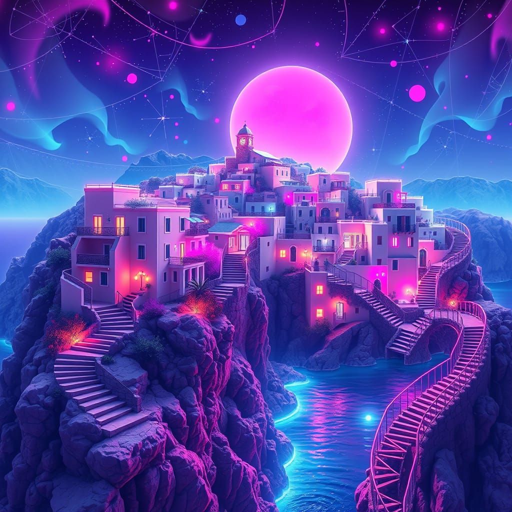 Luminescent Dreamscapes of Futuristic Italy and Greece